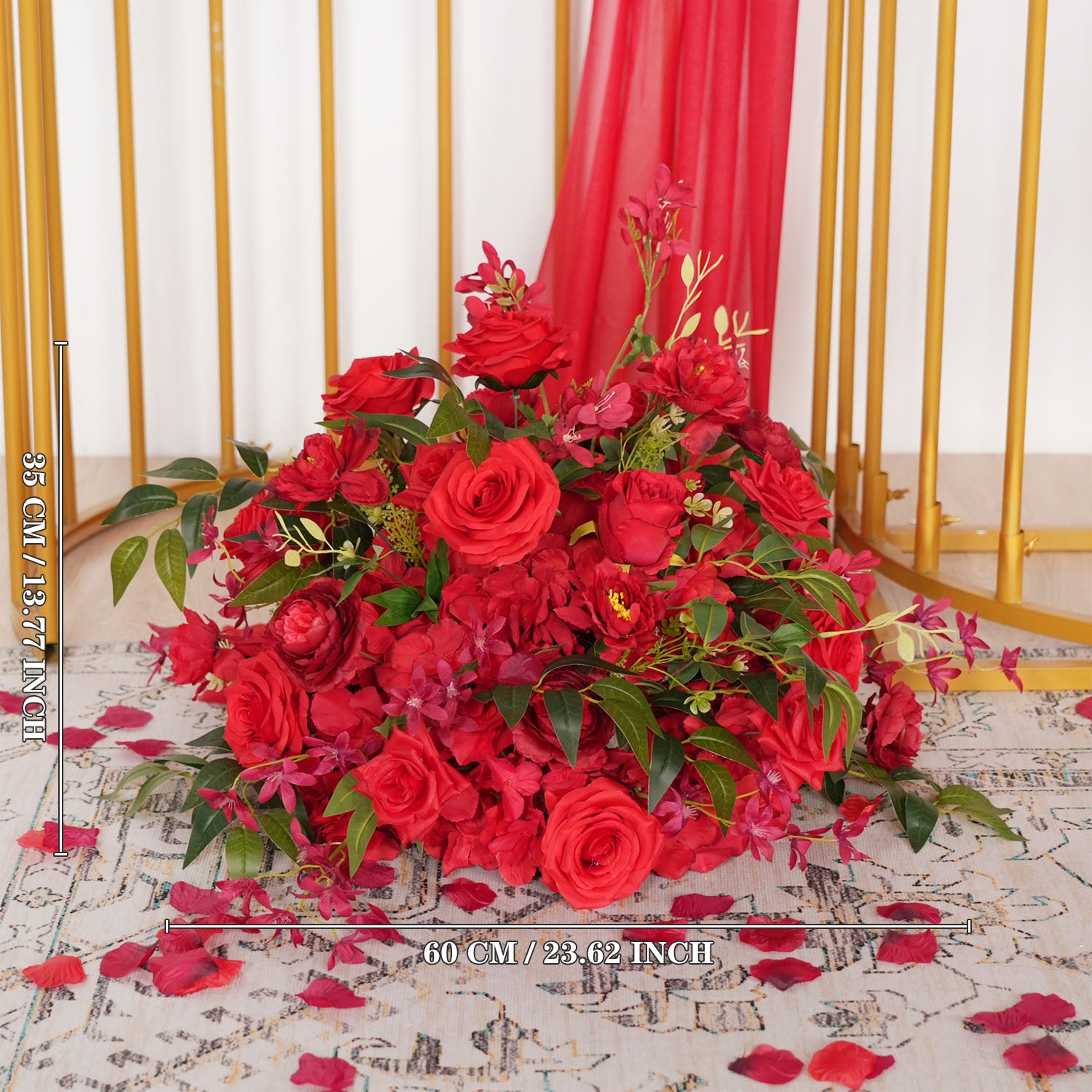 Artificial Red Wedding KT Backdrop Flower Decor